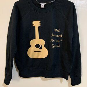 Ladies Unique Black Guitar Sweatshirt Size M